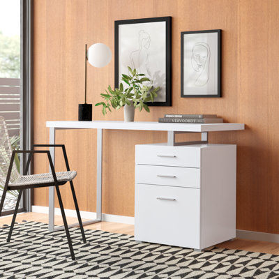 Zipcode Design Harris 48 Floating Computer Desk with Drawers and Storage Cabinet Reviews Wayfair